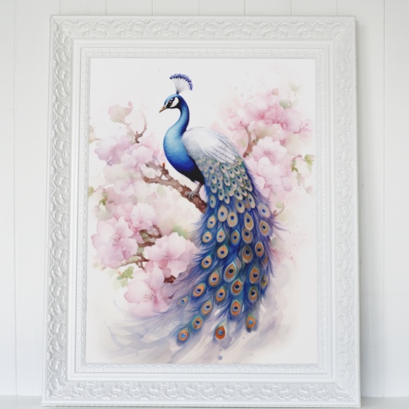 Watercolor Peacock Wall Art Illustration Print Poster Card Unframed - Picture 8 of 8